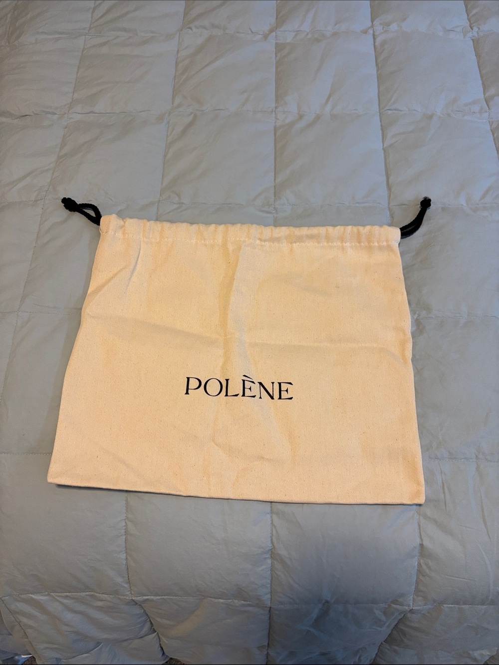 Polène Cream Canvas Drawstring Bag with Black Cord